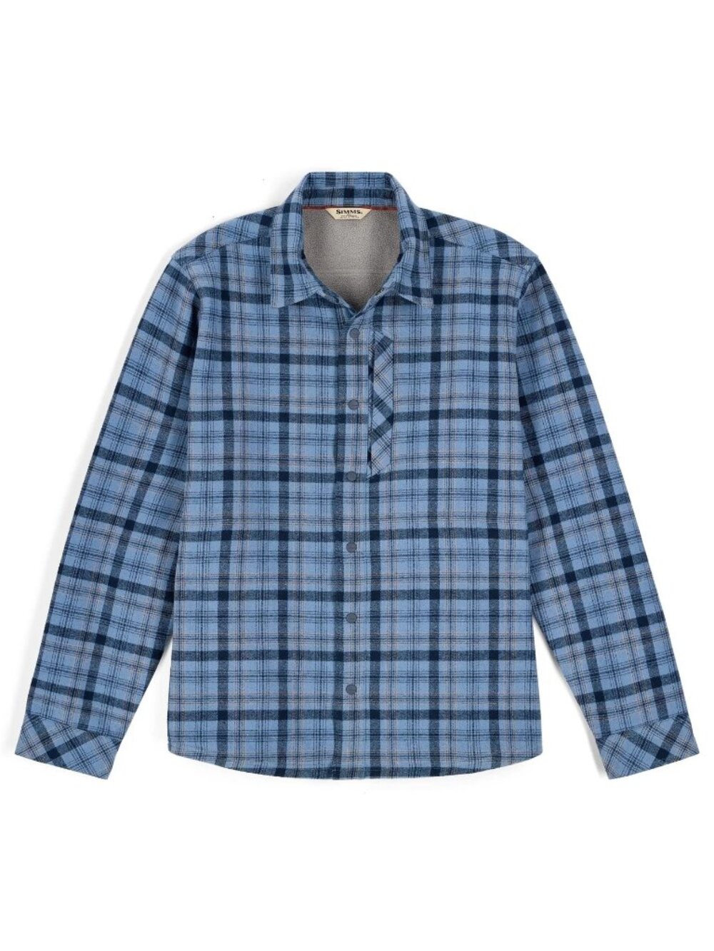 Simms Plaid Flannel Shirt-Jacket Men’s Large Blue Fishing Shacket